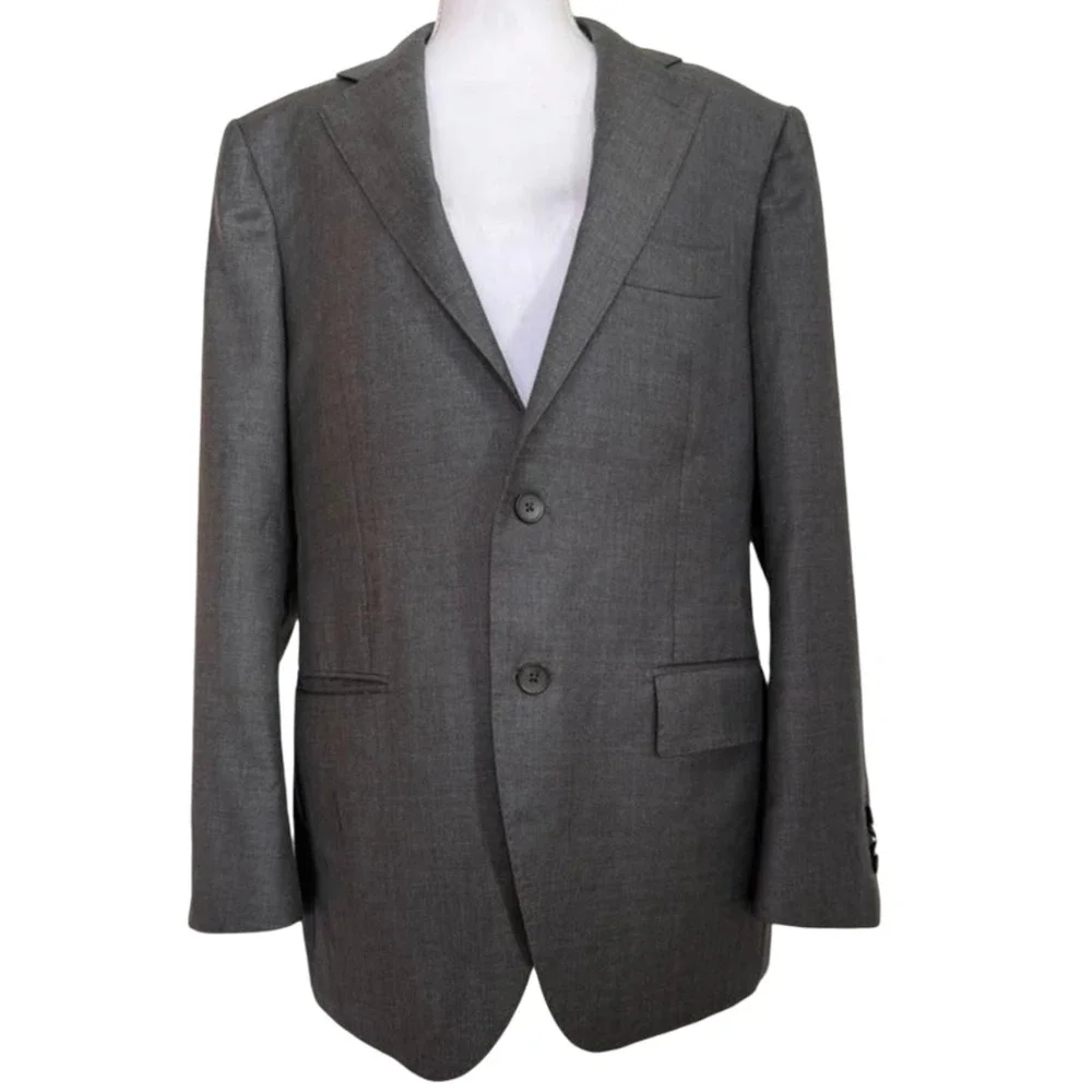 Suitsupply Charcoal Gray Pure Wool Lazio Single-Breasted Blazer Jacket US 40